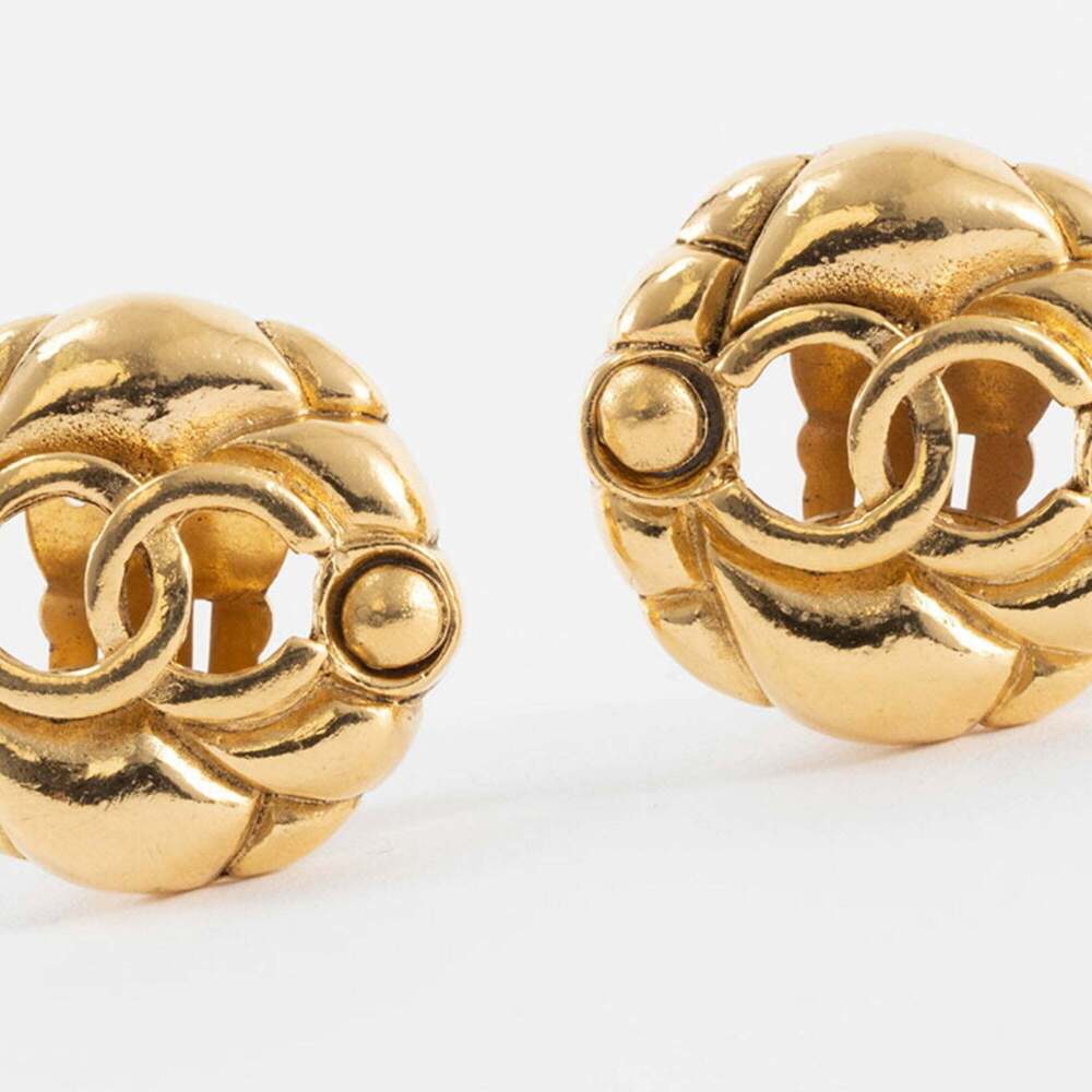 CHANEL Gold Logo Earrings - Picture 9 of 16